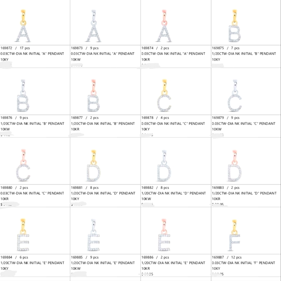 10 Kt Gold Intial Pendents